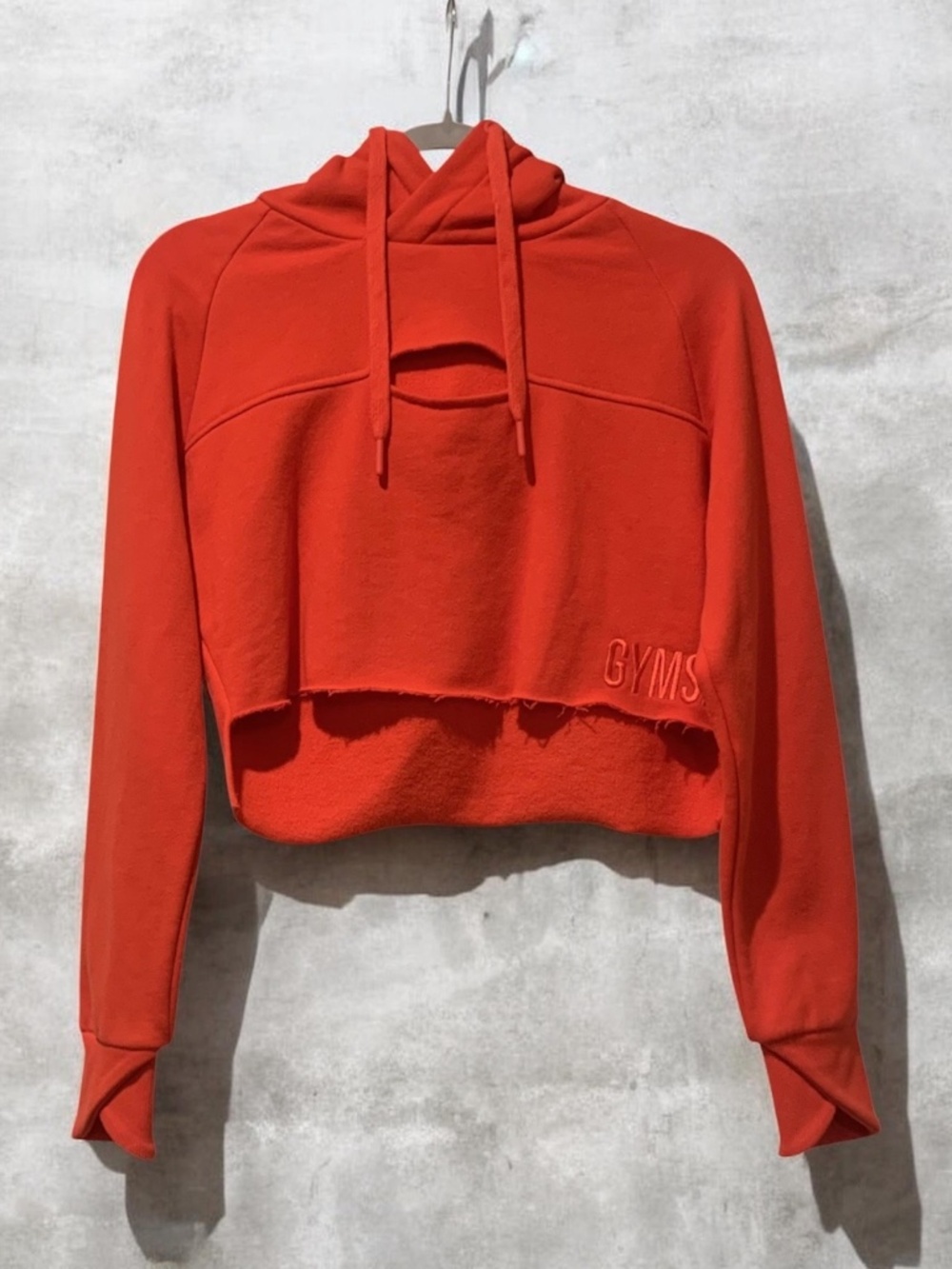 Gymshark Primary Cropped Hoodie Cut-Out Pullover Sweatshirt Top Pop Red Small S - Picture 5 of 10